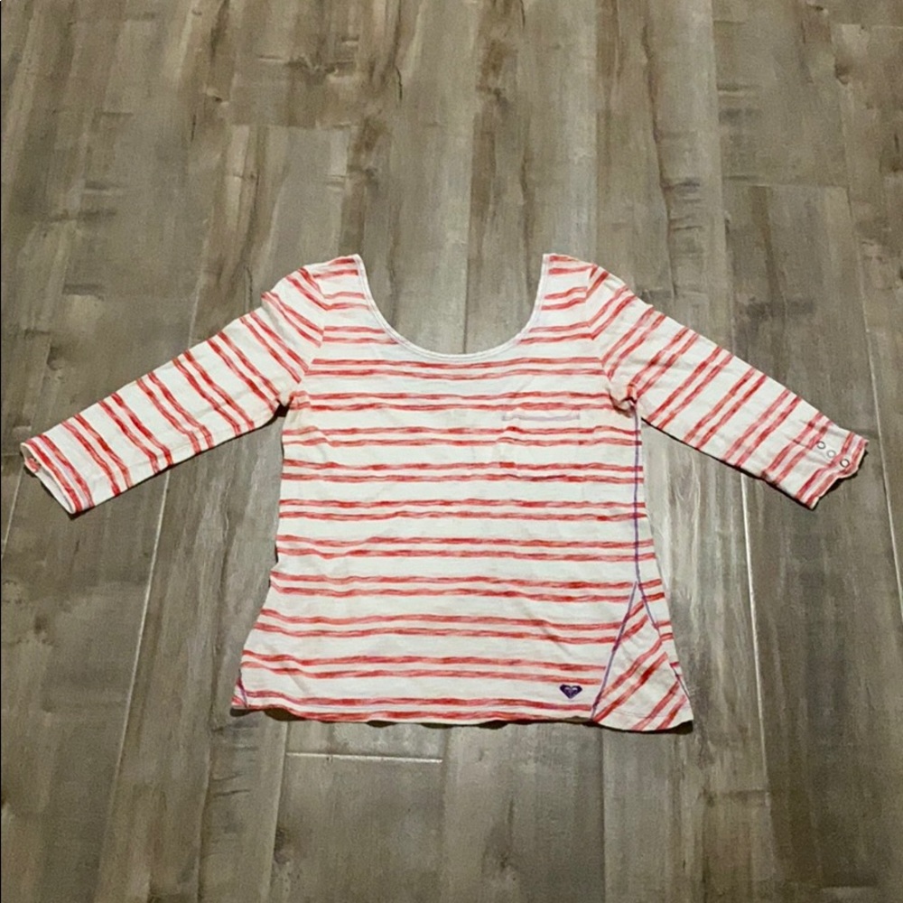 Roxy | Red & White 3/4 Sleeve Shirt | Sz M